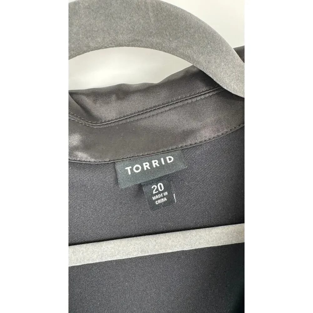Torrid Womens Mini Tuxedo Dress Plus Size 20 Black Long Sleeve Short Tie Belt - Picture 6 of 13